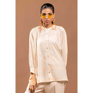 Túnica Beige para Mujer con Adornos Jacquard, Ropa ODM de Alta Calidad, Tirantes Finos, Cuello Mao, para Uso Diario, Talla XS, Color Sólido Claro - Product Image 1