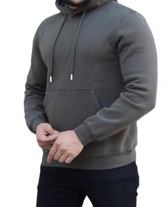 Nueva moda para hombre Sudadera con capucha de lana Gimnasio Chándal liso Sudadera de manga larga Impreso Oversize Pullover Hoodies Negro - Product Image 4