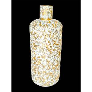 Jarrón de Flores de Lujo Hecho a Mano con Lámina de Oro Repujada, Elegante Jarrón Cilíndrico Abstracto para Diseño de Interiores Moderno y Centros de Mesa - Product Image 1