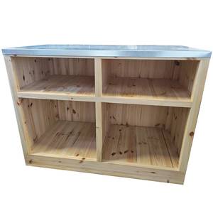 Mostrador de Recepción de Madera Natural con Superficie de Acero Galvanizado - 120 x 60 cm para Tienda Minorista - Product Image 6