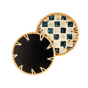 Best selling handmade Mother of pearl & rattan Christmas coasters for drink with coaster holder from Vietnam - Product Image 2