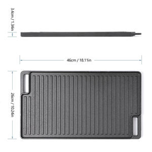 <span class=keywords><strong>Plaque</strong></span> de cuisson réversible en <span class=keywords><strong>fonte</strong></span> pré-assaisonnée de 4,3 kg, essentielle pour les amateurs de <span class=keywords><strong>barbecue</strong></span>, idéale pour le camping en plein air - Product Image 4