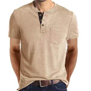 Vente en gros, nouveauté sur mesure, tissu ample de haute qualité, boutonné à l'avant, t-shirt à manches courtes pour hommes - Product Image 3