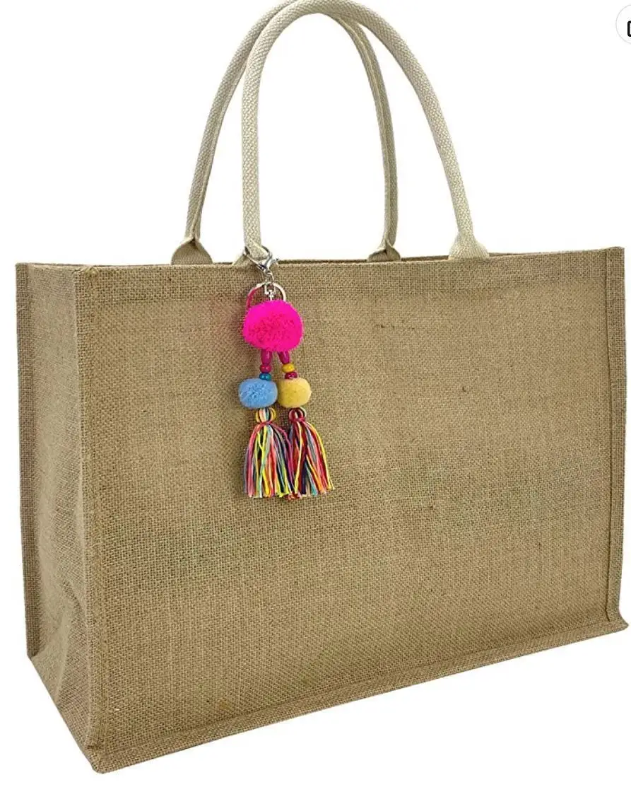Trendy Jute Fashion Bag with Beautiful Chain Handle and Handwork for Party Purpose Manufacturer by Miraal Jute Exports India