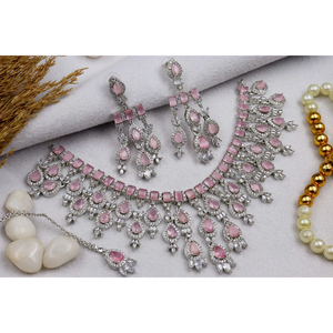Ensemble de collier de mariage Kiara Maangtika en cuivre plaqué or fin rose pour femmes - Product Image 1