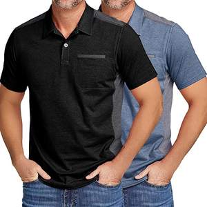 Camisetas de golf informales con solapa de talla grande británicas al por mayor, Polo de hombre bordado de manga corta deportivo con combinación de colores - Product Image 2