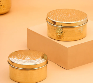 Brass Ladoo <b>Box</b> With Lid - Product Image 5