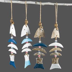 Décoration murale en bois de poisson nautique extra large, nuances bleues harmoniques avec un élégant ornement de style corde pour l'ambiance de la maison et du café - Product Image 4