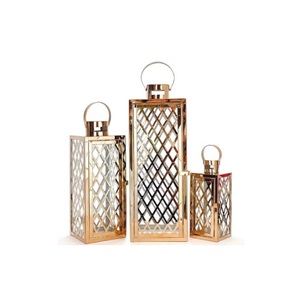 <b>Set</b> of Three Gold Plated <b>Lantern</b> Premium Quality Handmade Candle Holder Classic Stylish Wholesale Metal <b>Lantern</b> - Product Image 1