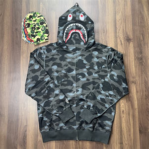 Sweat-shirt à capuche en coton et polyester camouflage avec fermeture éclair intégrale, logo personnalisé, streetwear pour homme - Product Image 5