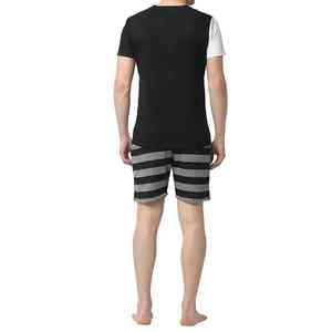 Conjunto de camiseta y pantalones cortos de estilo veraniego último 2025, conjunto doble de rayas laterales en contraste para hombre - Product Image 4