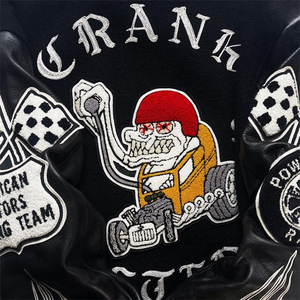 Black <b>Vintage</b> <b>Varsity</b> <b>Jacket</b> for Men Custom Plain Chenille Embroidery Leather Sleeve Wool Winter Lettermen <b>Varsity</b> <b>Jacket</b> - Product Image 4