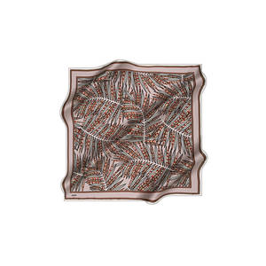 Beige Designer <b>Square</b> <b>Scarf</b> with Leaf Pattern - Product Image 1