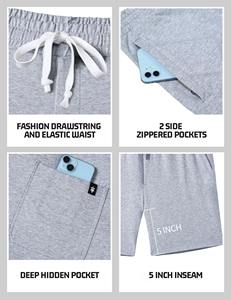 Short de sport décontracté coupe ajustée pour homme | Short respirant solide 100% coton à séchage rapide pour l'été - Product Image 3