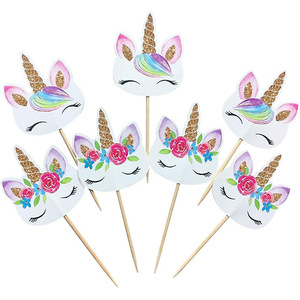 Décorations de <span class=keywords><strong>gâteau</strong></span> d'anniversaire <span class=keywords><strong>licorne</strong></span> JUXINDA, décorations et embellissements pour gâteaux, pics à pâtisserie <span class=keywords><strong>licorne</strong></span>, 24 pièces - Product Image 2