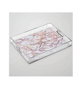 Plateau en acrylique blanc au design attrayant avec poignées dorées plateau en acrylique de qualité de luxe plateau en acrylique de forme carrée au prix le plus bas - Product Image 3