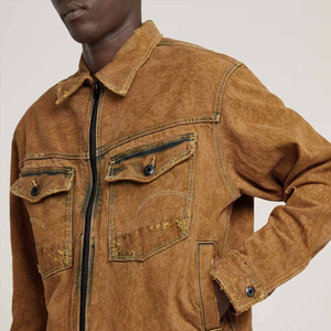 แจ็กเก็ตยีนส์ Trucker สไตล์วินเทจสีน้ำตาลเสื้อโค้ทผ้ายีนส์ย้อนยุคซักได้เสื้อโค้ทใส่ทำงานลำลองแนวสตรีทแจ็กเก็ตแฟชั่น - Product Image 2