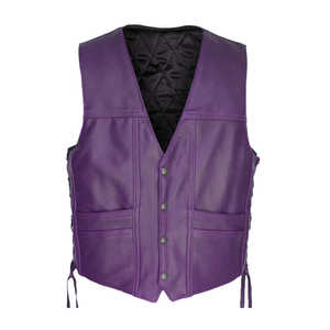 Chalecos morados de alta calidad para hombre, cuero transpirable con cuello en V, encaje, 2 lados, servicio OEM, estilo Formal de verano, venta al por mayor a granel - Product Image 1