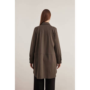 เสื้อคลุมกีฬาถักนิตติ้งสีกากีแบบลำลอง - Product Image 5