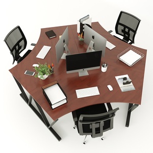 VConcept HBVC021 Modern Design 3-Person Cluster <b>Table</b> 240x208 Panel <b>Office</b> Furniture Assembled Metal Legs for Conference Room - Product Image 2