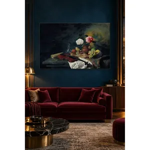 ภาพพิมพ์บนผ้าใบลายวิโอเลต ฟิดา ดอกกุหลาบ และผลไม้ แบบคลาสสิก - Product Image 2
