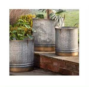 Ensemble de 3 plantes de conception fantastique conteneur jardinière galvanisée maison salon décor plantes Pot accessoires pour la maison fournitures - Product Image 4