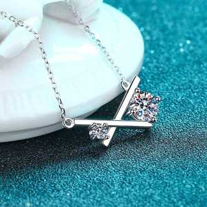 <b>Fashion</b> Jewellery 925 Sterling Silver X Letter Shape Crisscross Pendant Brilliant Cut VVS D Color Moissanite Link <b>Chain</b> <b>Necklace</b> - Product Image 4