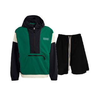 OEM Custom logo Jogging <b>Suit</b> Tracksuit Nylon Track <b>Jacket</b> Men Windbreaker Short Set Designer Oversized Sportswear Patchwork - Product Image 4