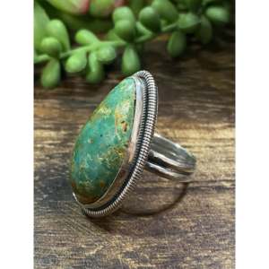 Bague réglable Wydell Billie Royston en argent sterling et turquoise, taille 9.5, bijou bohème tendance - Product Image 4