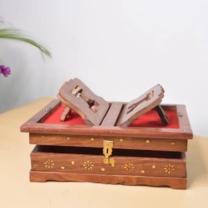 Handcrafted Sheesham Wood Bhagavad Gita Stand with <b>Box</b> Aromatic Wooden <b>Book</b> Stand for Ramayan - Product Image 4