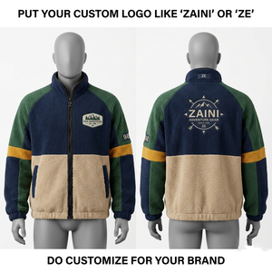 Premium 320 GSM Soft Polar Fleece <b>Jacket</b> Contrast Panel Design Custom Embroidery Screen Print Woven Patch OEM - Product Image 1
