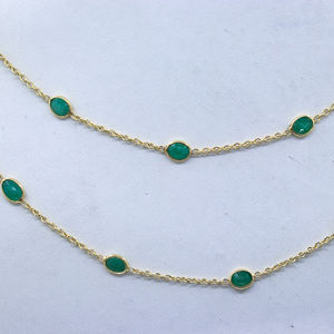 Collier en argent sterling 925 avec émeraude naturelle plaqué or fait à la main Cadeau pour femmes - Product Image 2