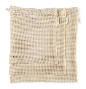 Bolsas de compras de malla de algodón ecológicas impresas con logotipo personalizado, red lavable y reutilizable con cordón reciclable y biodegradable - Product Image 1