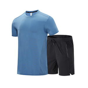 Chándal de cuello redondo para hombre, conjunto de ropa de gimnasio activo de entrenamiento de 2 piezas, medias de compresión de Fitness de manga larga de etiqueta privada - Product Image 4