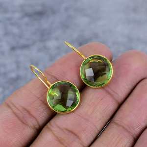Pendientes de Peridoto Elegantes, Pendientes de Peridoto de Oro, Plata de Ley 925, Pendientes de Alambre Celestiales, Joyería de Boda Hecha a Mano - Product Image 1