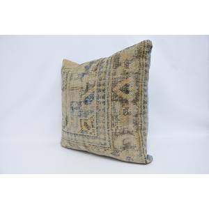 Lujo 28x28 pulgadas Beige lana Kantha Patchwork almohada rústico Vintage esponjoso tejido tiro para sofá o cama portátil y elegante - Product Image 4