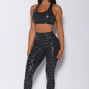 2025 2 uds leopardo Boom Yoga conjunto mujeres alto impacto sujetador Fitness pantalón Mujer traje pantalones cortos ejercicio gimnasio Legging ropa activa traje - Product Image 2