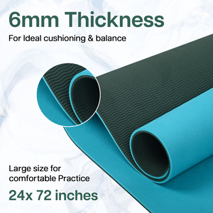 Tapis de yoga vert double, uni, réversible et antidérapant - Product Image 6