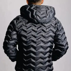 Chaquetas de invierno para hombre OEM abrigos acolchados de diseño personalizado de lona en relieve de alta calidad estilo con capucha chaqueta acolchada de invierno de alta calidad - Product Image 3