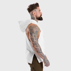 <b>Men's</b> Custom Logo Workout Hooded Tank Tops Regular Fit Muscle Fitness <b>Sleeveless</b> Hoodies Autumn Plain Dyed with Printed Pattern - Product Image 5