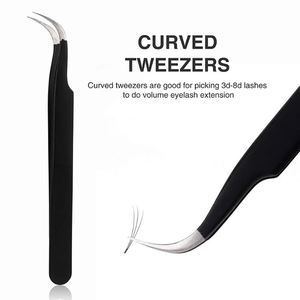 Ensemble de pinces à extensions de cils noires faites à la main en 3 pièces, comprenant des outils à cils droits, incurvés et pointus - Product Image 2