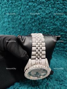 Montre-bracelet de luxe VVS Moissanite avec diamant Moissanite avec cadran de forme ronde et mouvement automatique entièrement glacé de style Hip Hop pour hommes et femmes - Product Image 3