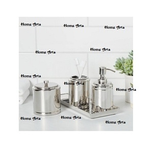 Ensemble de 4 porte-balais couleur argent porte-brosse porte-shampoing Design unique ensemble de bain en acier inoxydable à vendre - Product Image 1