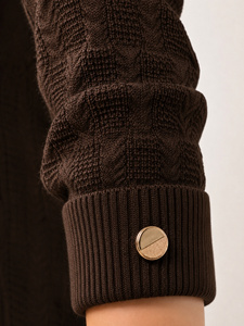 Haut en tricot à manches courtes pour femmes, 50% coton, 50% acrylique, col rond, pull OEM ODM - Product Image 2