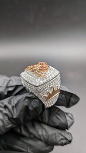 Iced Out Custom Letter <b>Initial</b> Name 925 Sterling Silver Rhodium Plated High Shine Drip Style <b>Ring</b> For Unisex Wear - Product Image 3