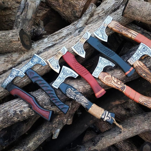 Steel Craft International - Customizable Outdoor Carbon Steel Viking <b>Axe</b> Hatchet Industrial Grade with Wood <b>Handle</b> for Camping - Product Image 1