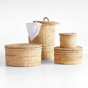 New Product Water Hyacinth <b>Boxes</b> Scalloped Storage Basket With Lid Handwoven Storage Basket Made in Vietnam HNH Craft Handmade - Product Image 6