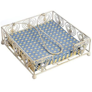 Distributeur de mouchoirs carré exclusif, porte-serviettes en métal doré fantaisie avec base en bois pour table à manger et utilisation en cuisine - Product Image 6