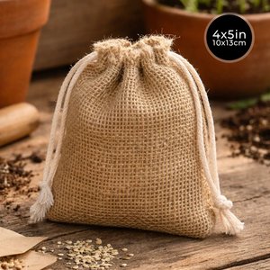 4 oz Burlap <b>Drawstring</b> <b>Pouch</b> Natural 4 X 5 Inches (10 X 13 Cm) for Gift Wrapping - Product Image 1