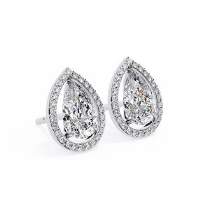 Pendientes de Diamantes Cultivados en Laboratorio con Corte de Pera Único en Oro de 18K con Baño de Platino para Mujer - Product Image 1